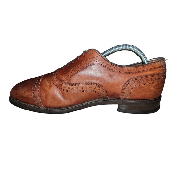 Allen Edmonds Strand Brown Leather Brogue Cap Toe Oxford Dress Shoes Sz 8.5 E main image 9